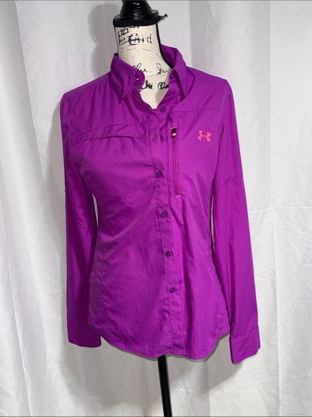 Under Armour Women's Magenta Button-Down Performance Shirt